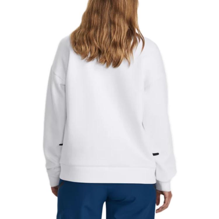Under Armour Sweat-shirt décontracté à col rond et manches longues de couleur unie pour femmes blanc 1379835-100