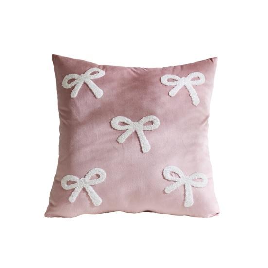 Throw Pillowcase Velvet Soft Decorative Cover Bow Pattern Multiple Sizes Cushion Case Sofa Bedroom Chair