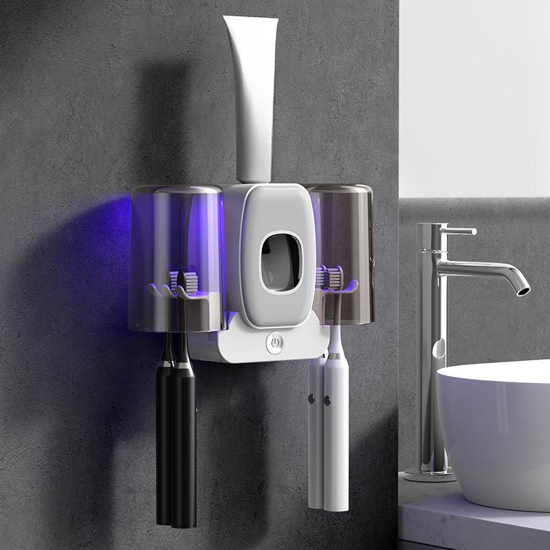 Toothbrush Cup Holder Wall-mounted Couple Toothbrush Holder Ultraviolet Sterilizer, Intelligent Electric Tooth Cup Toothpaste Rack