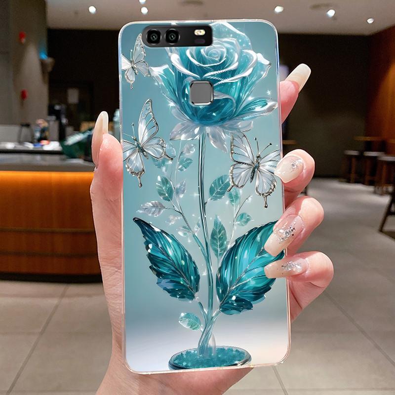 For Huawei P9 EVA-L29 L09 Case Huawei P9 Plus VIE-L29 L09 Cover Clear Luxury Fashion Butterfly Flowers Soft Silicone Phone Case