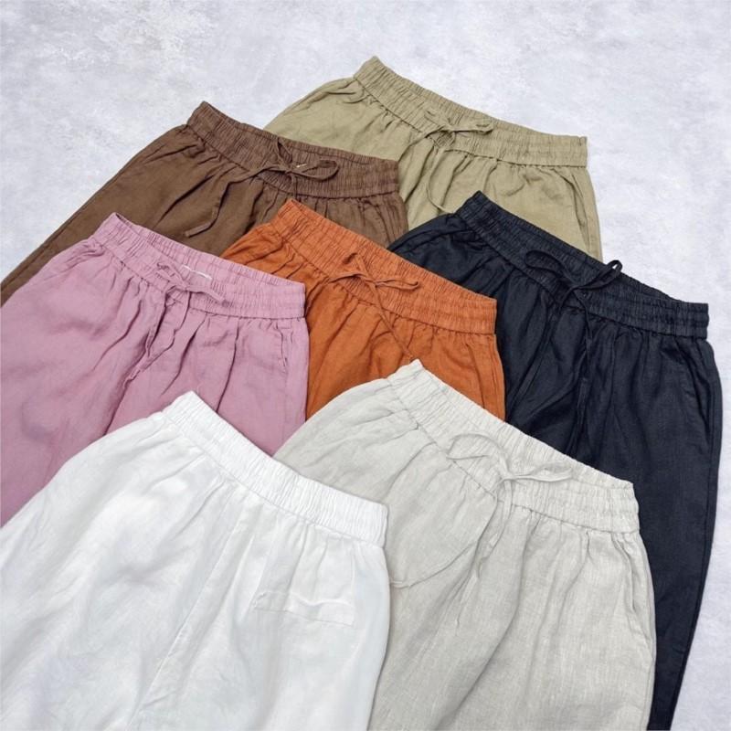 Johnature Straight Leg Elastic Waistband Summer Trousers Summer Thin Comfortable Loose Versatile Casual Women Pants