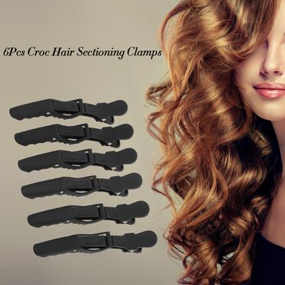 6 Piezas Pinzas Negras de Cocodrilo para Separar el Cabello Pinzas de Peluquería para Cortar Pinzas de Agarre para Peinado de Salón
