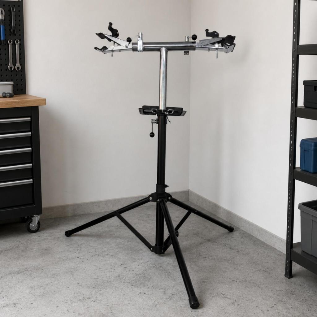 Cycle Repair Stand with Tool Tray Sturdy for Home Mechanics
