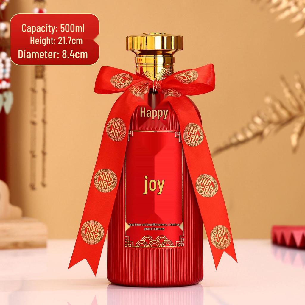 Wedding Celebration Empty Baijiu Bottle – Red Gift Pack for Special Occasions