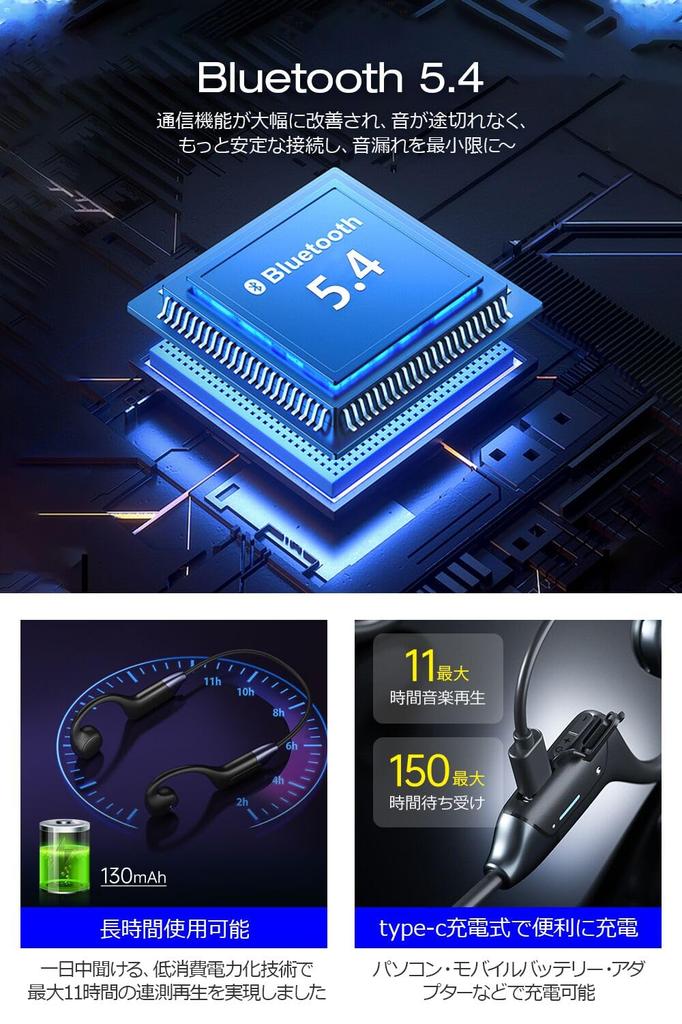 Bone Conduction Earphones, Bone Conduction Headphones [Ear-Hook Design for Zero Ear Pressure, Suitable for Sports and Jogging] Bluetooth 5.4