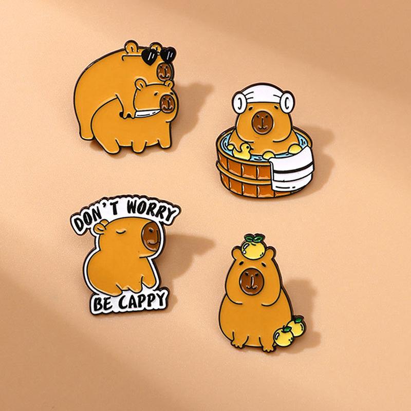 Capybara And Yuzu Enamel Pins Custom Badges Animal Jewelry Gift For Friends Gift