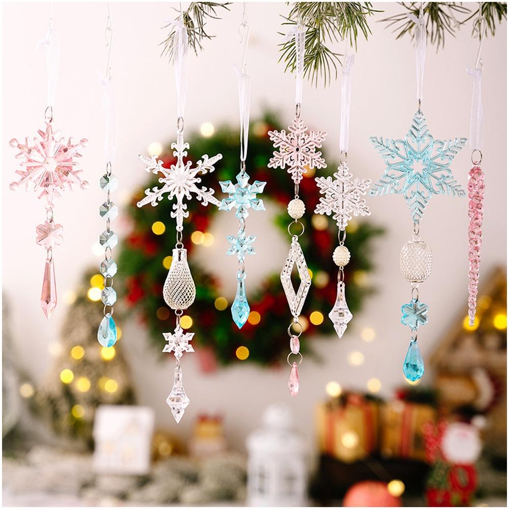 15pcs Christmas Tree Pendate Icicle Ornaments Acrylic Hanging Decoration Christmas Tree Hanging Ornament Xmas Holiday Party