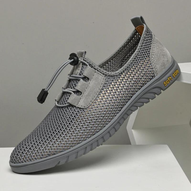 Fashion Breathable Mens Mesh Casual Shoes Lightweight Male Casual Shoes Hollow Out Summer Footwear Quick Dry Wading Aqua Shoes Sneakers