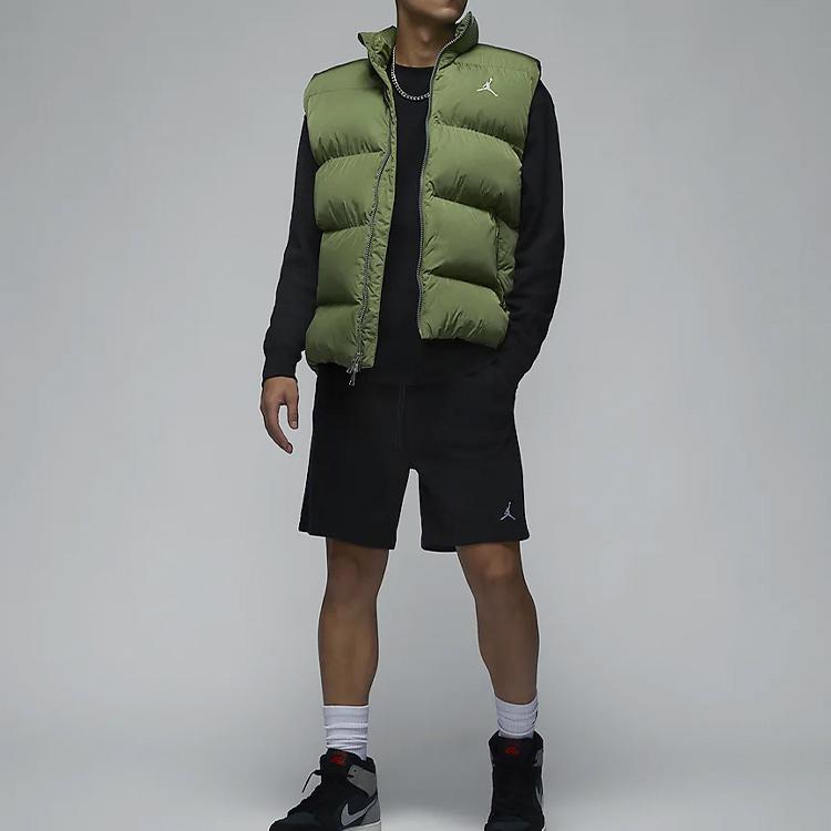 Jordan Essentials Solid Color Stand Collar Zip Vest Men Vest Green FB7308-340
