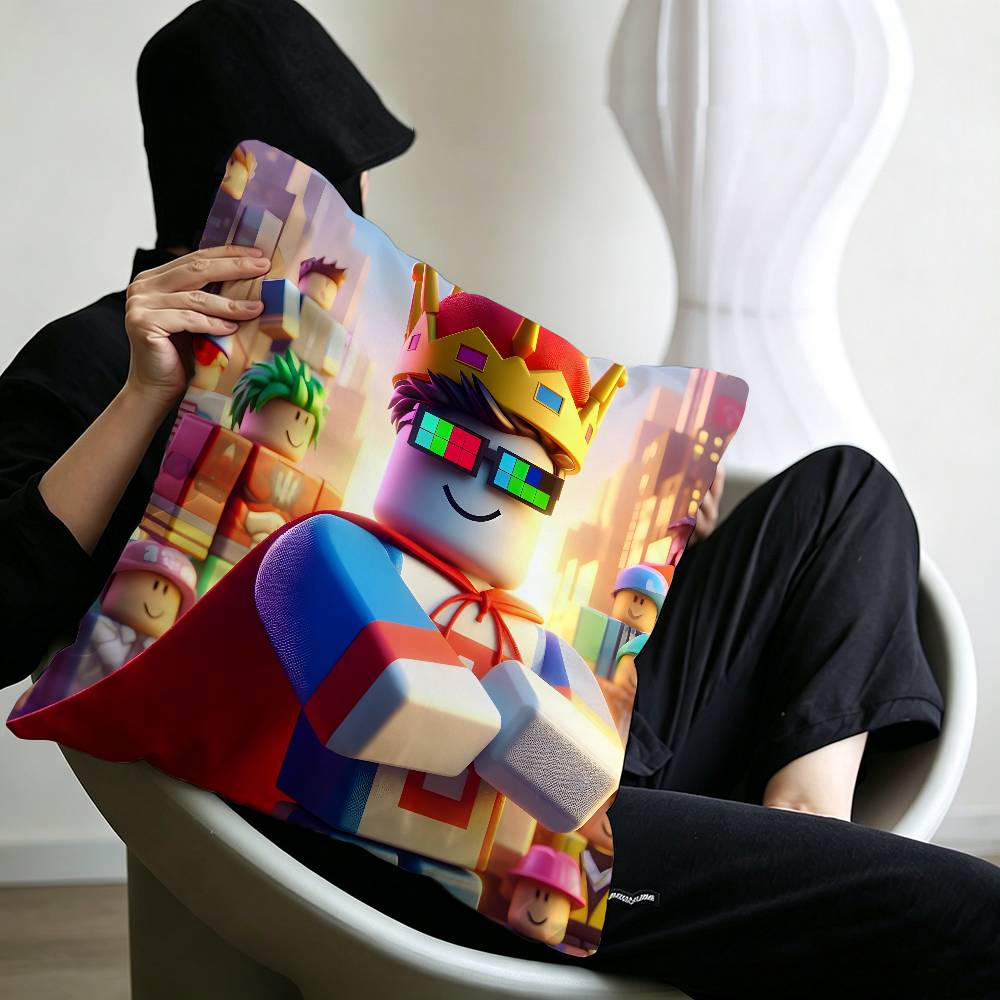 Hot Game R-Robloxs-X Cool Pillow Covers Cartoon Sofa Decorative Home Double-sided Printing Short Plush Cute Cushion Cover