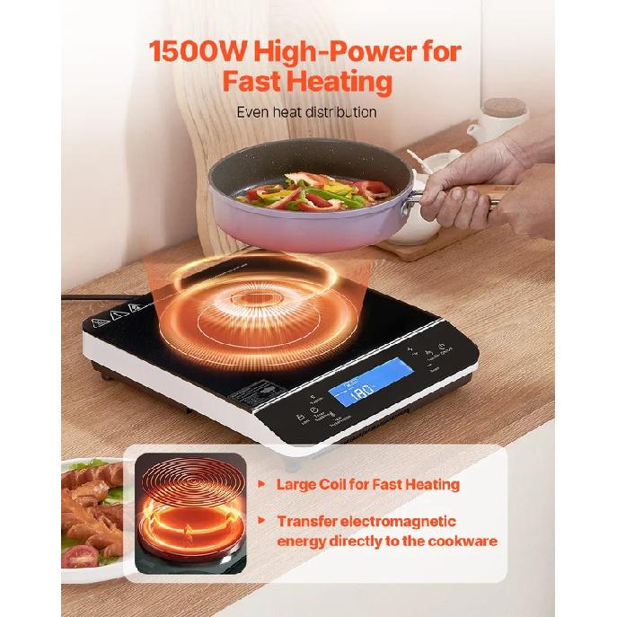 SucceBuy Portable Induction Cooktop Electric Induction Burner with 9 Temperature Settings, Countertop Induction Hot Plate