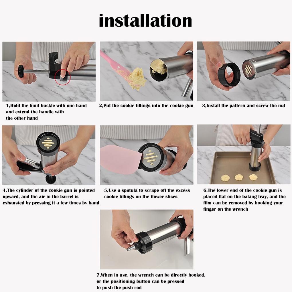 Stainless Biscuit Baking Press Decoration Cookie Making Mold Kitchen Cake Piping Nozzle