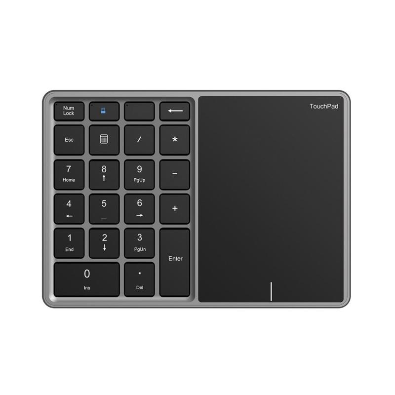 22-Tasten-Tastatur mit Ziffernblock für Finanzbuchhaltung, Bluetooth 4.2 + 2,4-GHz-USB-C-Ladeanschluss, Touchpad