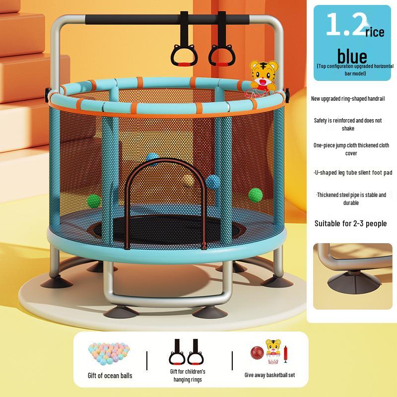 Children's Indoor Trampoline & Swing Set with Anti-Tip Safety Bar