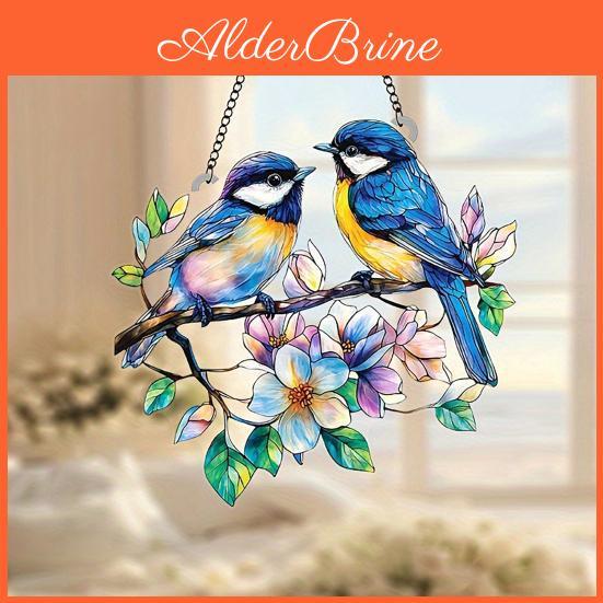 Acrylic Hanging Bird Colorful Decoration Indoor Outdoor Garden Yard Window Wall Hanging Stained Glass Effect Bird Ornament Suncatcher Sign