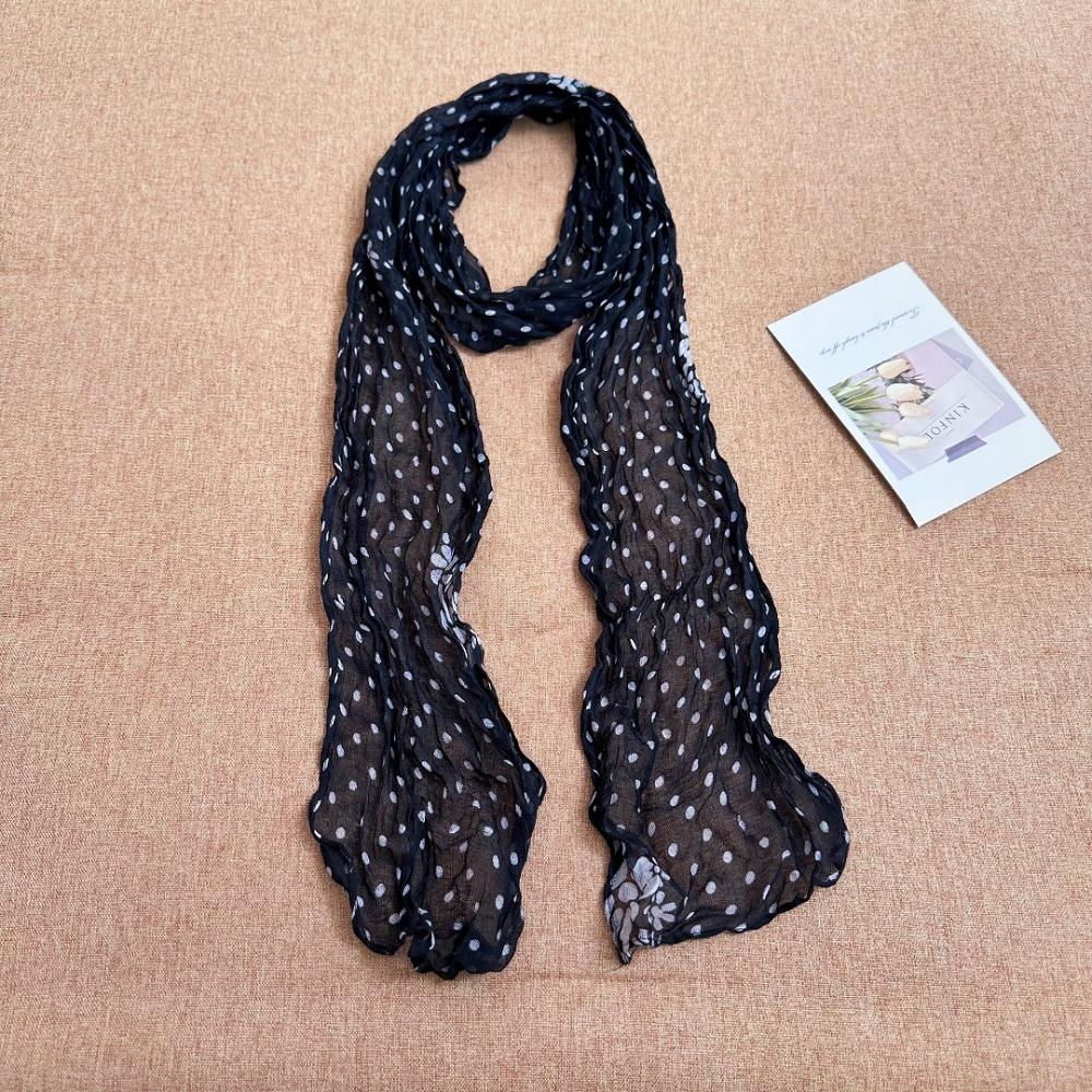 Sunscreen Shawls Polka Dot Scarf Wrinkle Twisted Chiffon Scarf Pleated Scarves  Air Conditioner Use