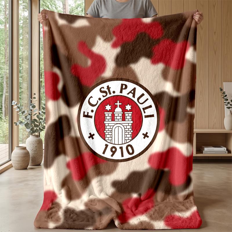 FC St. Pauli Fußball Druck Flanelldecke, Weiche Warme Leichte Überwurfdecke für Sofa Bett Camping