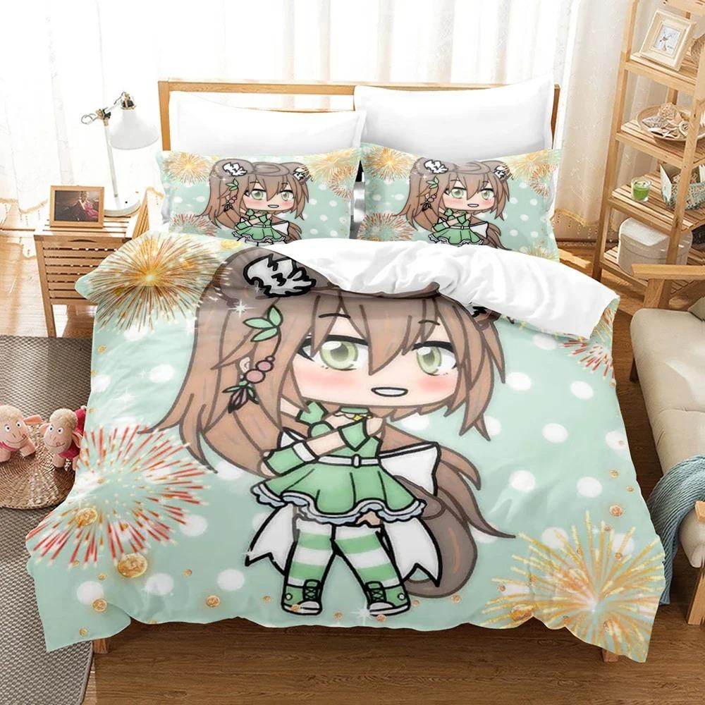 3D Anime The Gacha Girl Ložní soupravy Sada povlaku na přikrývku s povlakem na polštář Dvojlůžko Plná Velikost Queen King Ložní prádlo Domácí textil