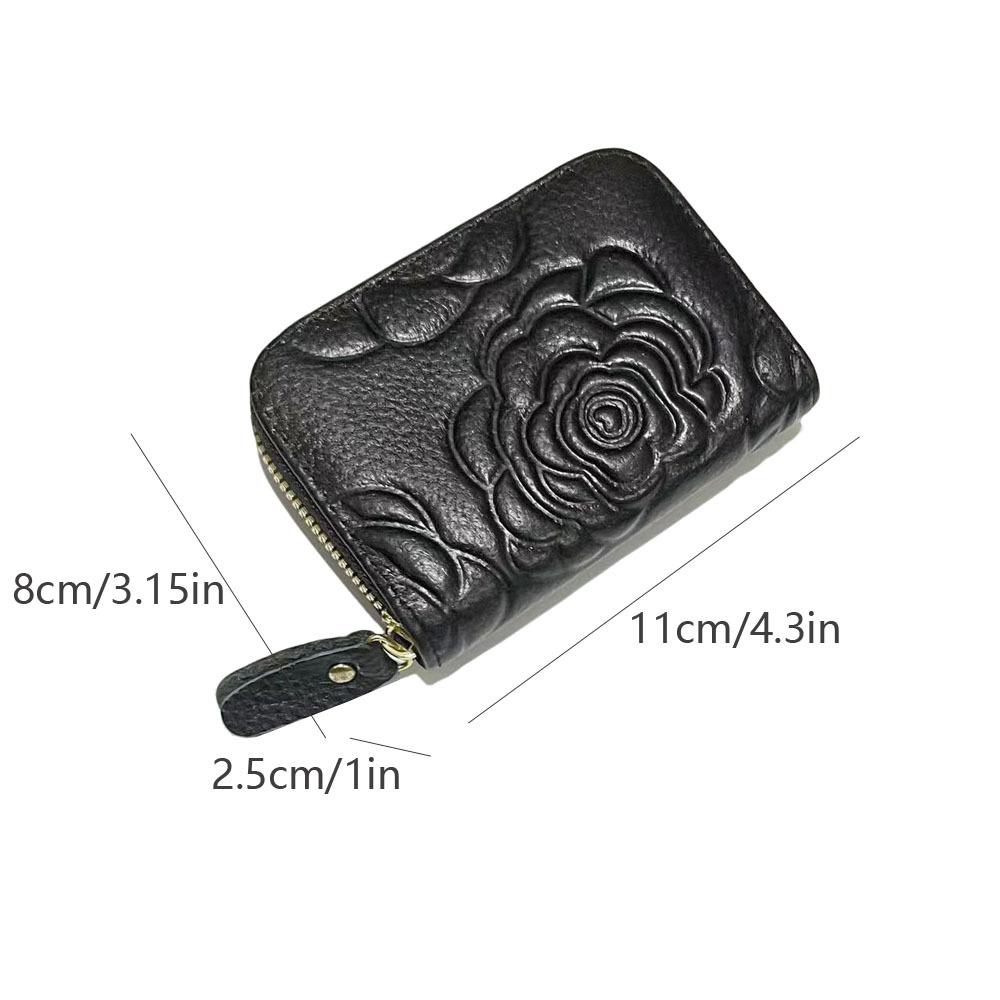 Casual Erste Schicht Rindsleder Frauen Echtes Leder Karte Tasche Rose Geprägte Schwarz Rindsleder Ändern