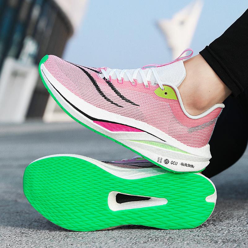 Feidian 4C Carbon Board Running Shoes Popcorn High-quality Running Shoes Luminous Casual Shoes Men's and Women's Sports Shoes Ultra-light and Breatha