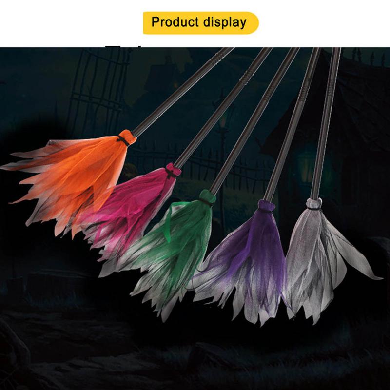 Creative Halloween Witch Broom Halloween Party Witch Decor Props Decorative Masquerade Cosplay Costume Accessories Kids Gifts
