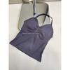 Df Thin-Strap Running Ruched Halter Fitness Bra with Chest Pads, Shaping, Shockproof, Beautiful Back Sports Yoga Tank Top for Women