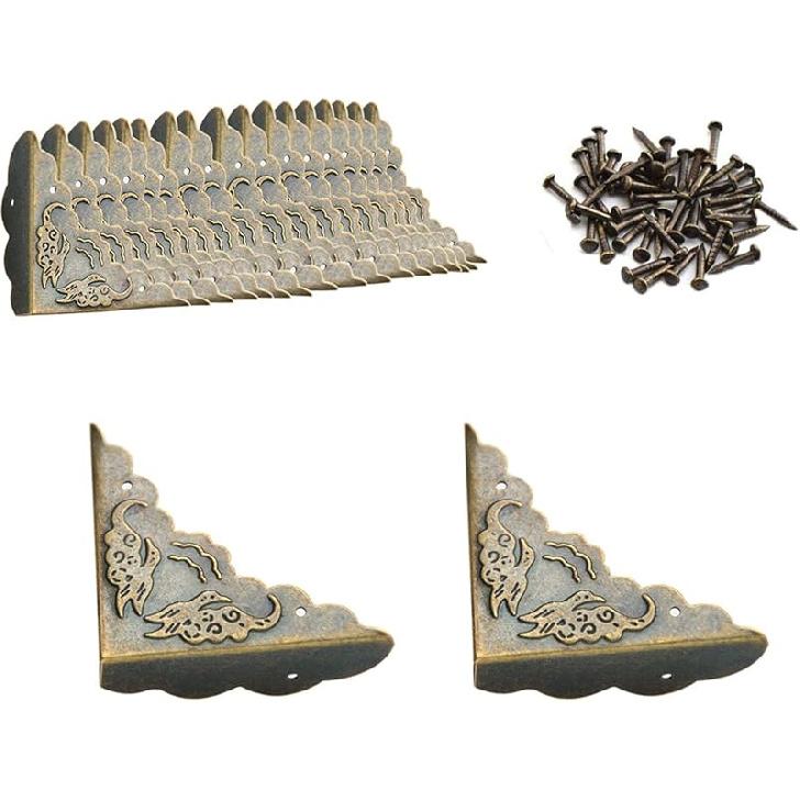 Metalowy Narożnik Ochronny, 4 Szt. Staroświecki Krawędź Osłona Bezpieczeństwa Szafka Meble Narożniki Zderzaki, Narożniki Stołu Ochronniki, Pokrycie Uszkodzonych Narożników na Kawę