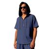 Herren Heiß Verkauft Amerikanisches Sommer Leinenhemd, Einfaches Lockeres Freizeit Kapuzen Henley Kurzarm T-Shirt