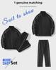 Men's Trendy Waterproof Stand Collar Jacket - Versatile Two-Piece Casual Sports Suit for Spring & Autumn, Teen/Adult, Unisex.