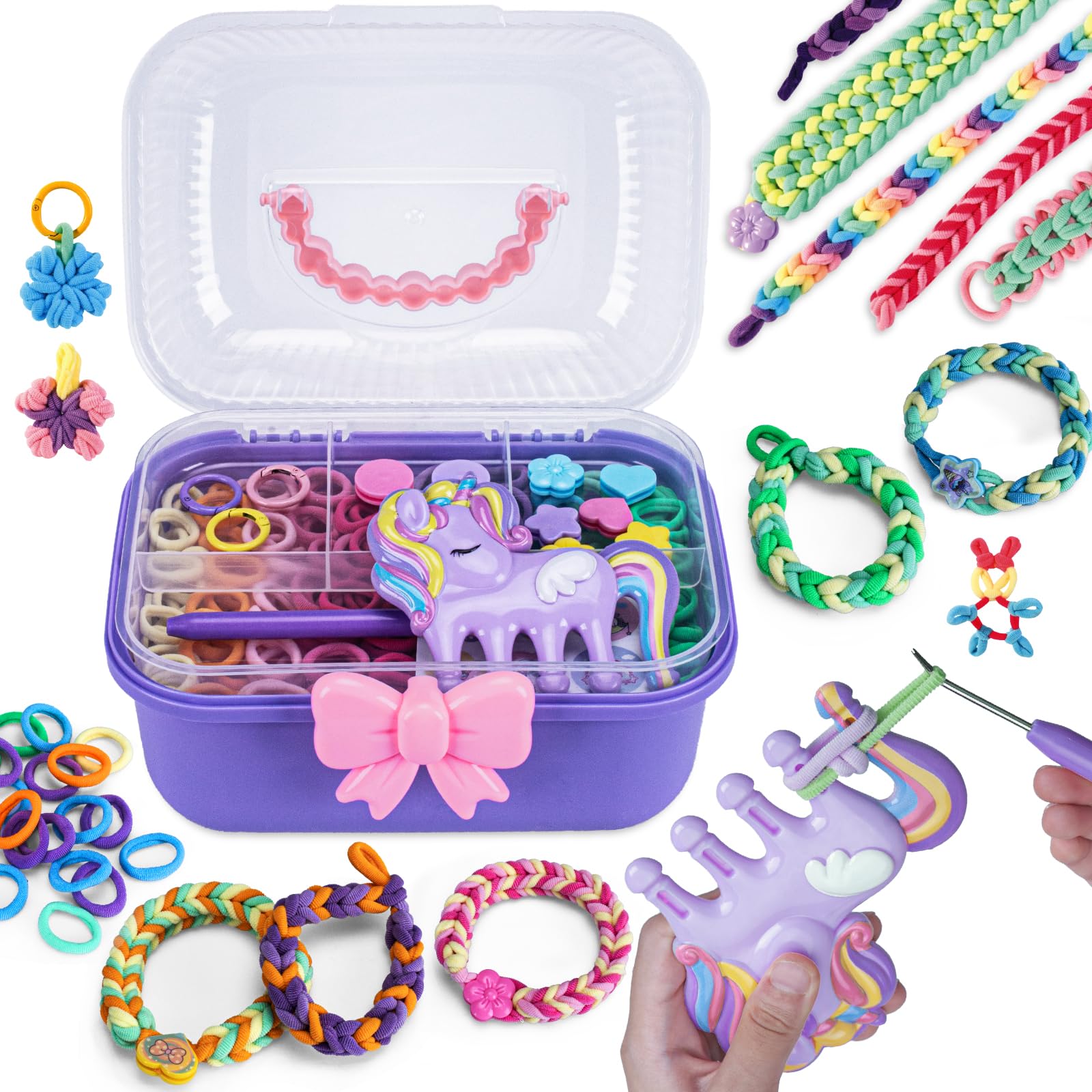 Friendship bracelet crafting toy for accessory kit with storage DIY craft elementary school birthday gift for ages and 12 kit, girls, children s фиолетовый