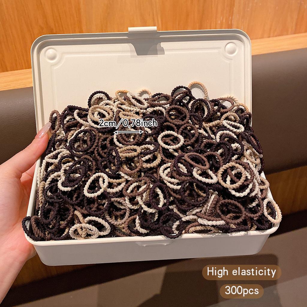 300 Coffee Colored Rubber Bands, Korean Version, Elastic and Durable Headband Suitable for Daily Use As a Hair Accessory