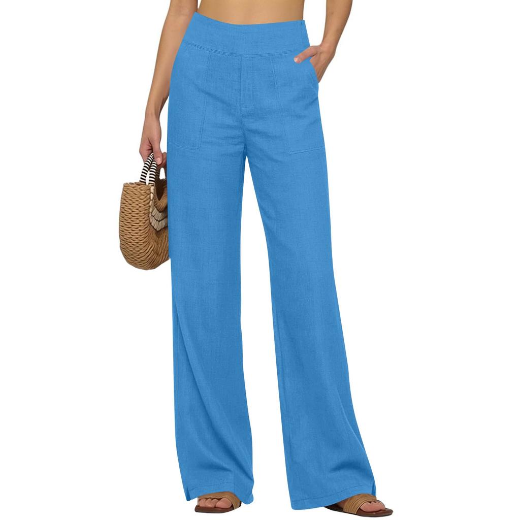 Women's Casual And Fashionable Color Loose Pants With Pocketes