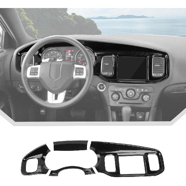 JeCar for Charger Carbon Fiber Dash Trim for Dodge Charger 2011 2012 2013 2014 Interior Accessories (4pcs)