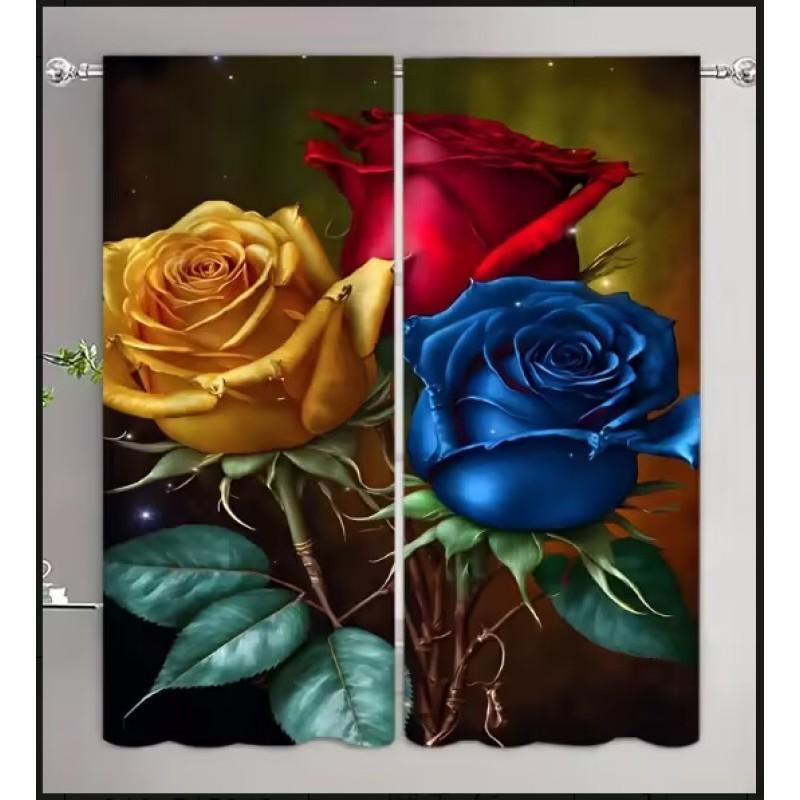 

Romantic Water Droplet Red Rose Luxury Curtains For Bedroom Living Room Bathroom Kitchen 2PCS W50xH130(CM)x2PCS-Rod pocket