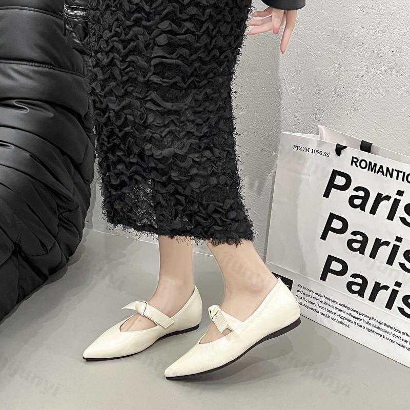 Fashion 2025 New French Style Mary Jane Shoes Spring Women's Soft Bottom Casual Versatile Butterfly Bow Shallow Mouth Strap Single Shoes