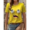 3D-gedrucktes lustiges Ausdrucksmuster Damen-T-Shirt Sommer Lässig Rundhalsausschnitt Täglich Kurzarm