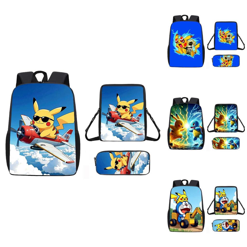 Pikachu Kinderrucksack-Set mit atmungsaktivem Oxford-Gewebe für den Schulgebrauch