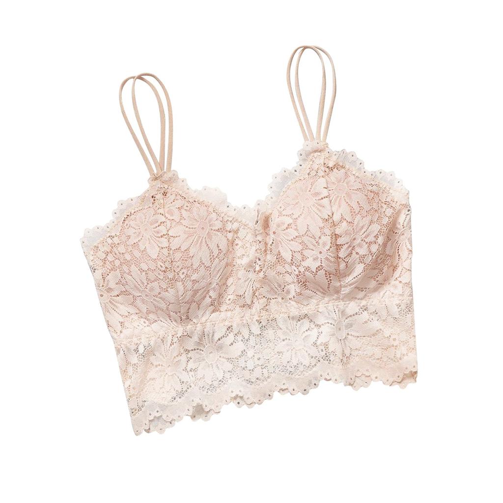 Women's Sexy Bra Top, Solid Color Vest, Lace Seamless Breathable Top