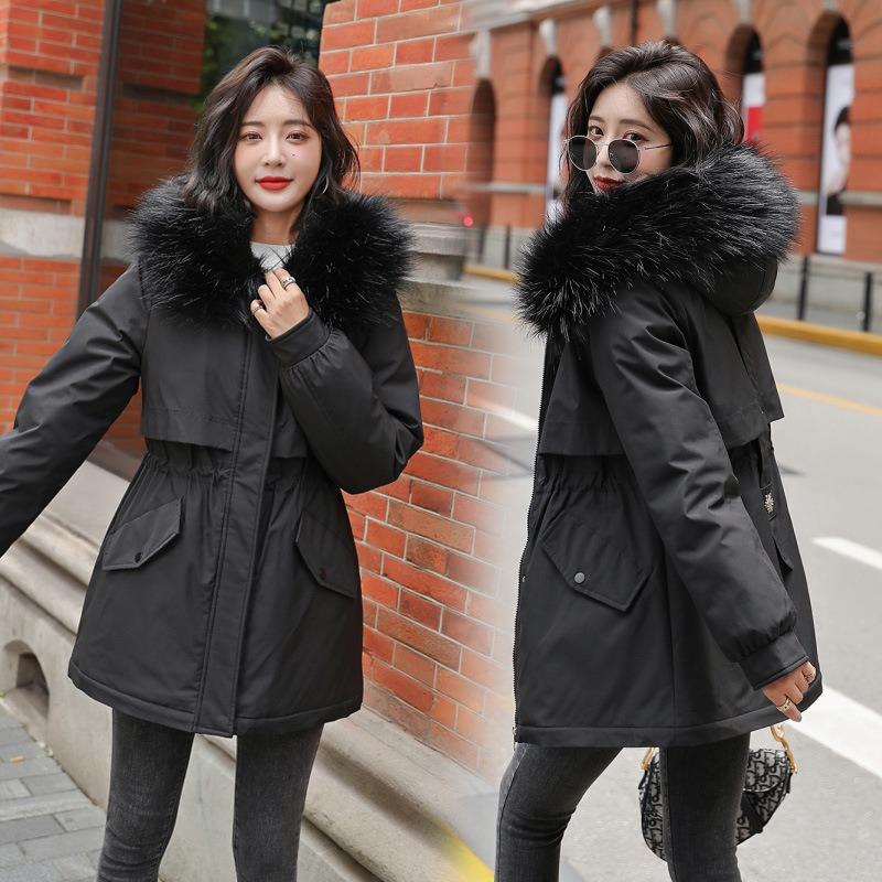 Padded clothes women's short padded jackets new winter clothes big fur collar padded clothes loose velvet pie to overcome the thickness of the coat