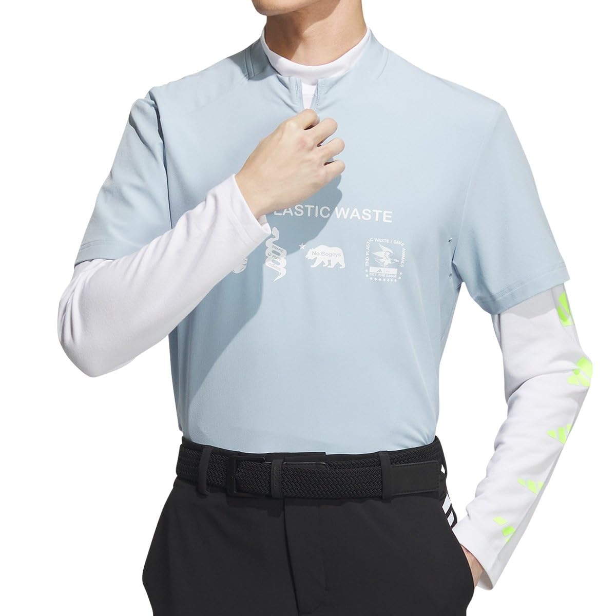 

Golf Polo Mock EPW Stretch Wonder Blue [Adidas Golf] Shirt, Neck, Layered, Graphic, L/S Shirt, Men s,