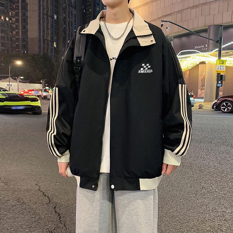 SWAMP AREA Unisex Retro Patchwork Baseball Workwear Jacket