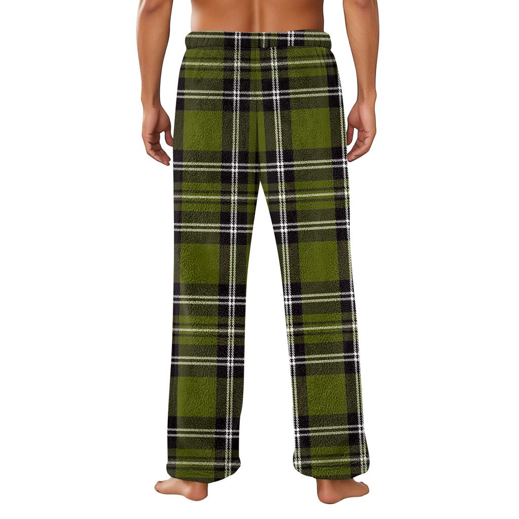 Men's Plush Pajama Pants with Print for Casual Home Wear