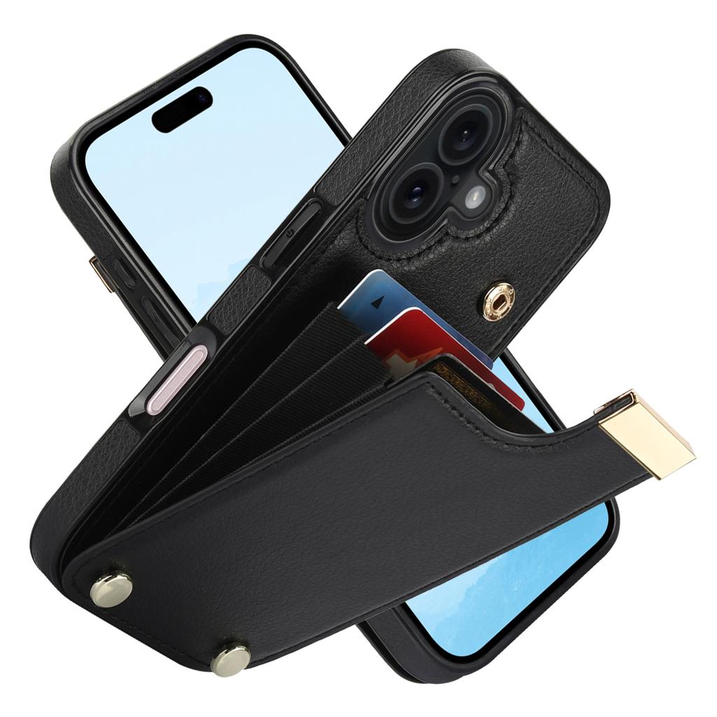 For iPhone 17 Case TPU + PU Leather Hardware Decor Phone Cover with Card Holder