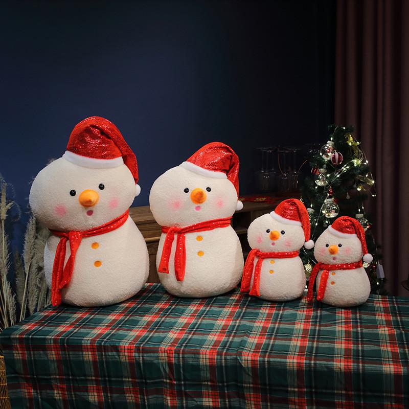 Adorable Snowman Plush Toy Soft Short Plush Doll Perfect Christmas Gift For Kids
