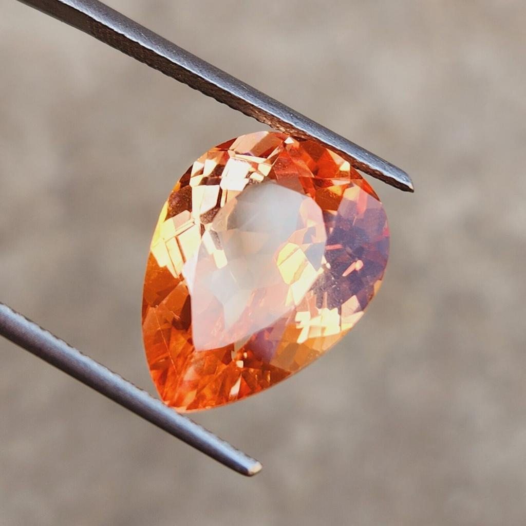11.30 Ct Natural Certified Orange Padparadscha Pear Cut Gemstone