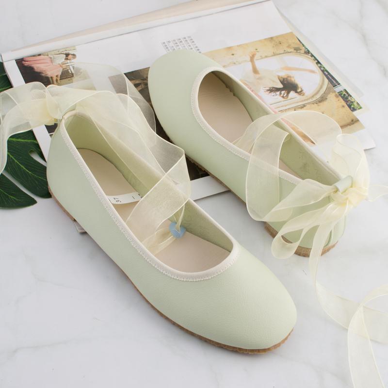 

Ленточные Бандажные Балетки Туфли Женские На Шнуровке Элегантные Туфли Мэри Джейн Женские Желтые Весенние Осенние Мелкие Мокасины Без Застежки 35 светло-зеленый