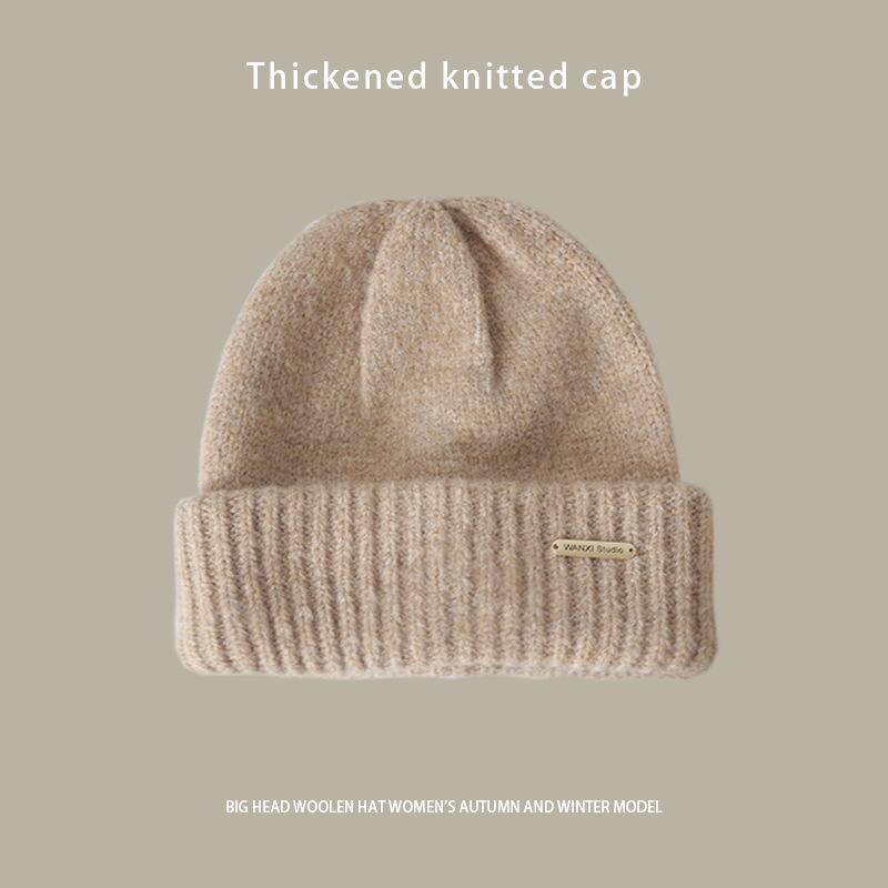 Wool hat women's autumn and winter metal standard mohair knitted cold hat men's versatile loose thickened warm pile hat