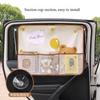 Cute Cartoon Car Sunshade for Kids Rear Window Sunscreen And Heat Blocking with Mesh Pocket Baby Safety Car Accessory