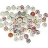 100Pcs Flower Print Wood Buttons 2 Holes Scrapbook Clothing Sewing DIY
