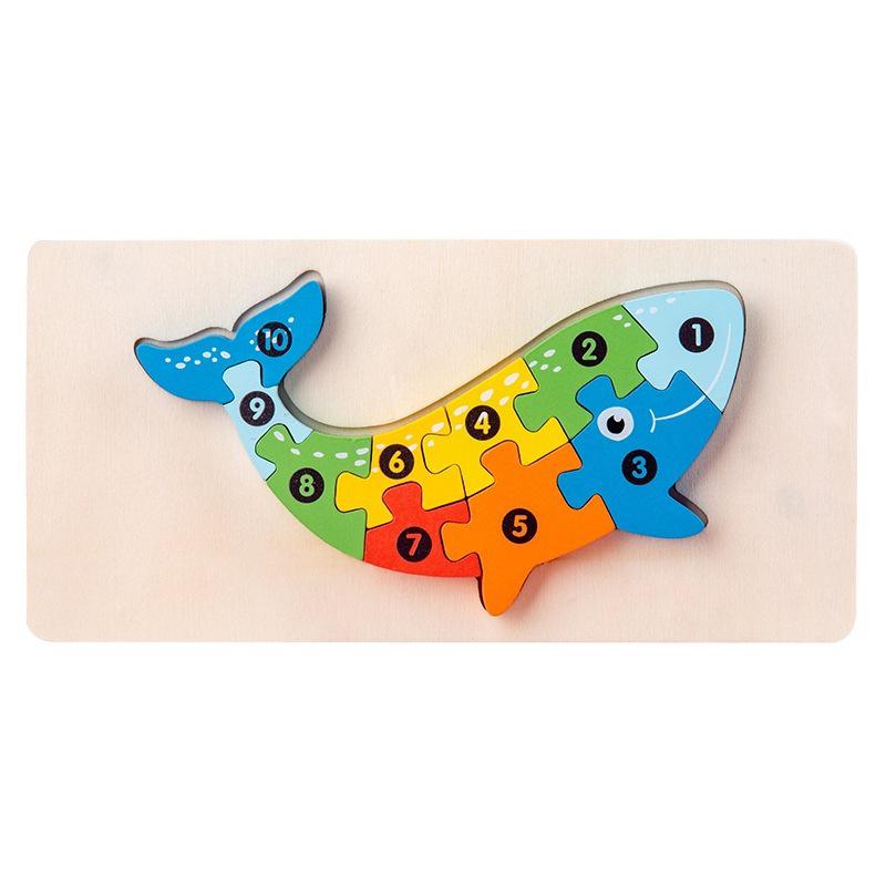 3D Wooden Buckle Puzzle: Educational Toy for Early Learning - Numbers, Transportation, and Animal Blocks